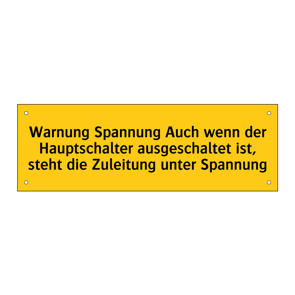 Warnung Spannung Auch wenn der Hauptschalter ausgeschaltet ist, steht die Zuleitung unter Spannung