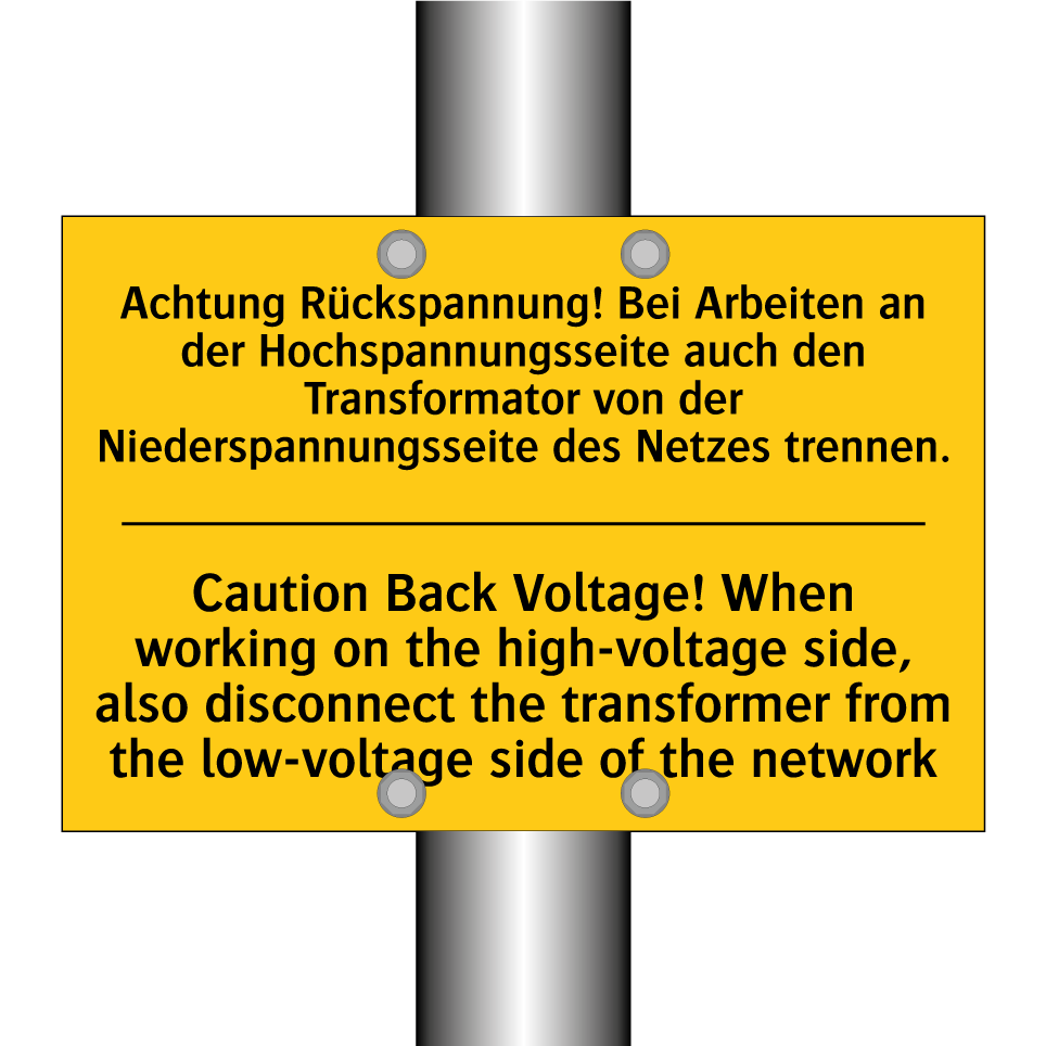 Achtung Rückspannung! Bei Arbeiten /.../ - Caution Back Voltage! When working /.../