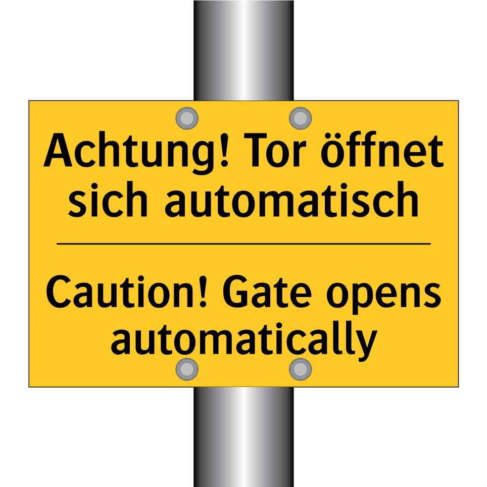 Achtung! Tor öffnet sich automatisch/.../ - Caution! Gate opens automatically/.../
