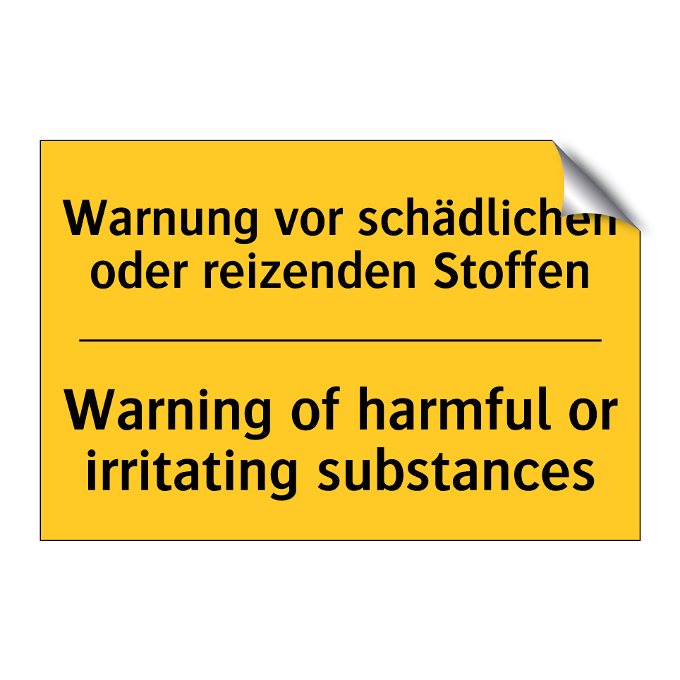 Warnung vor schädlichen oder reizenden /.../ - Warning of harmful or irritating /.../