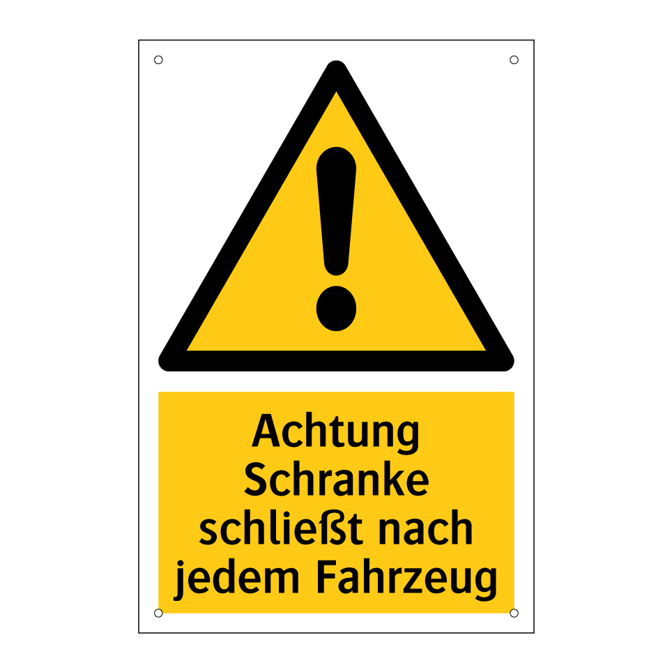 Achtung Schranke schließt nach jedem Fahrzeug