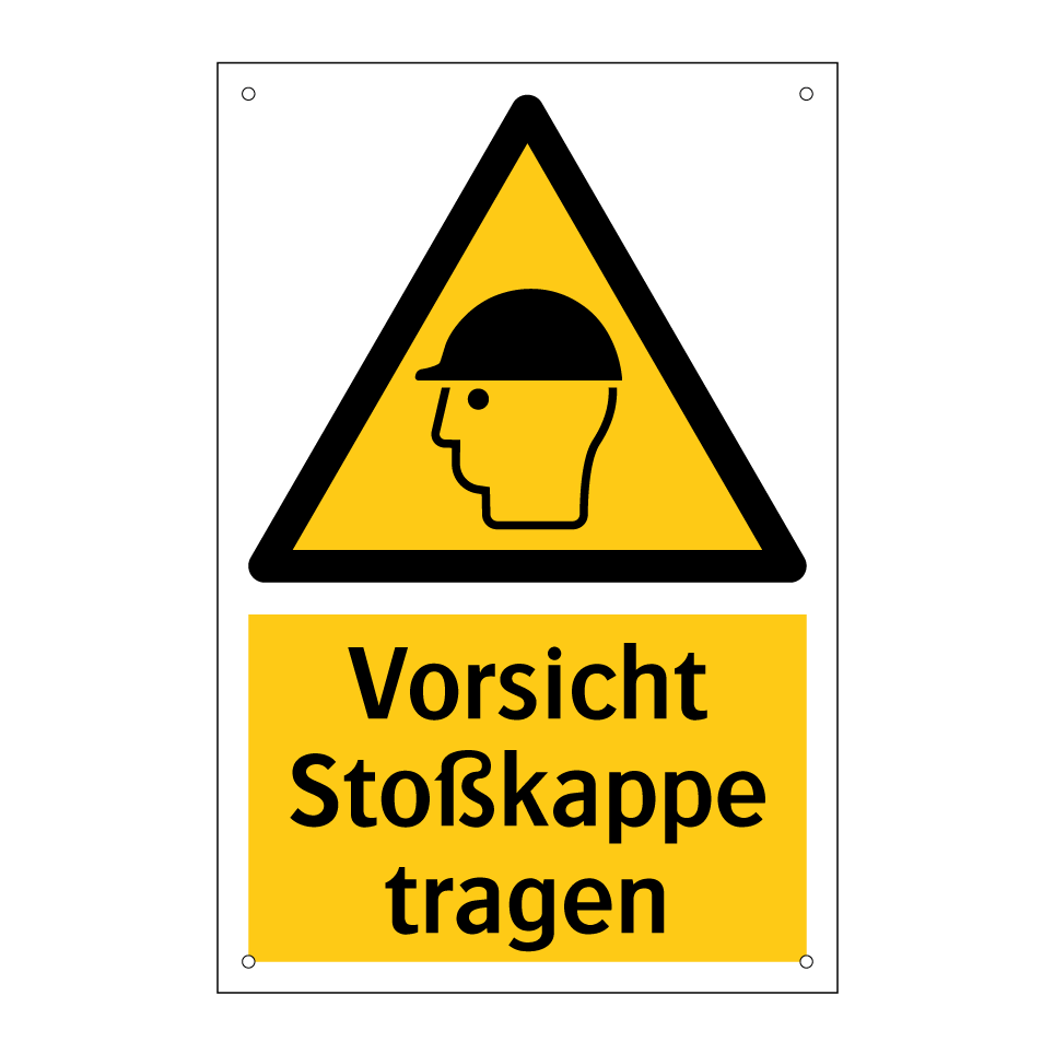 Vorsicht Stoßkappe tragen