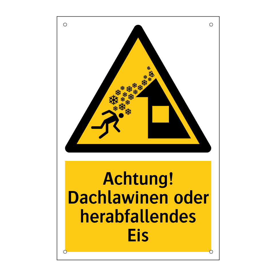 Achtung! Dachlawinen oder herabfallendes Eis