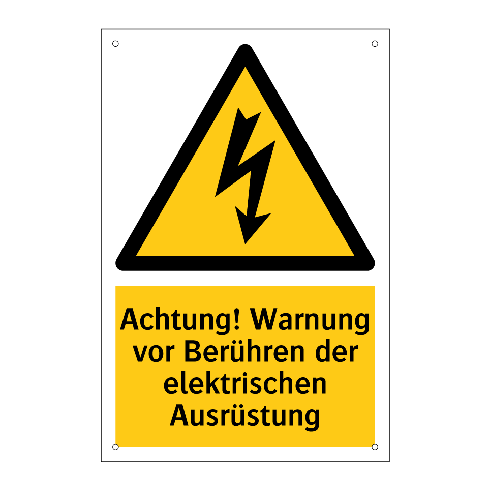 Achtung! Warnung vor Berühren der elektrischen Ausrüstung