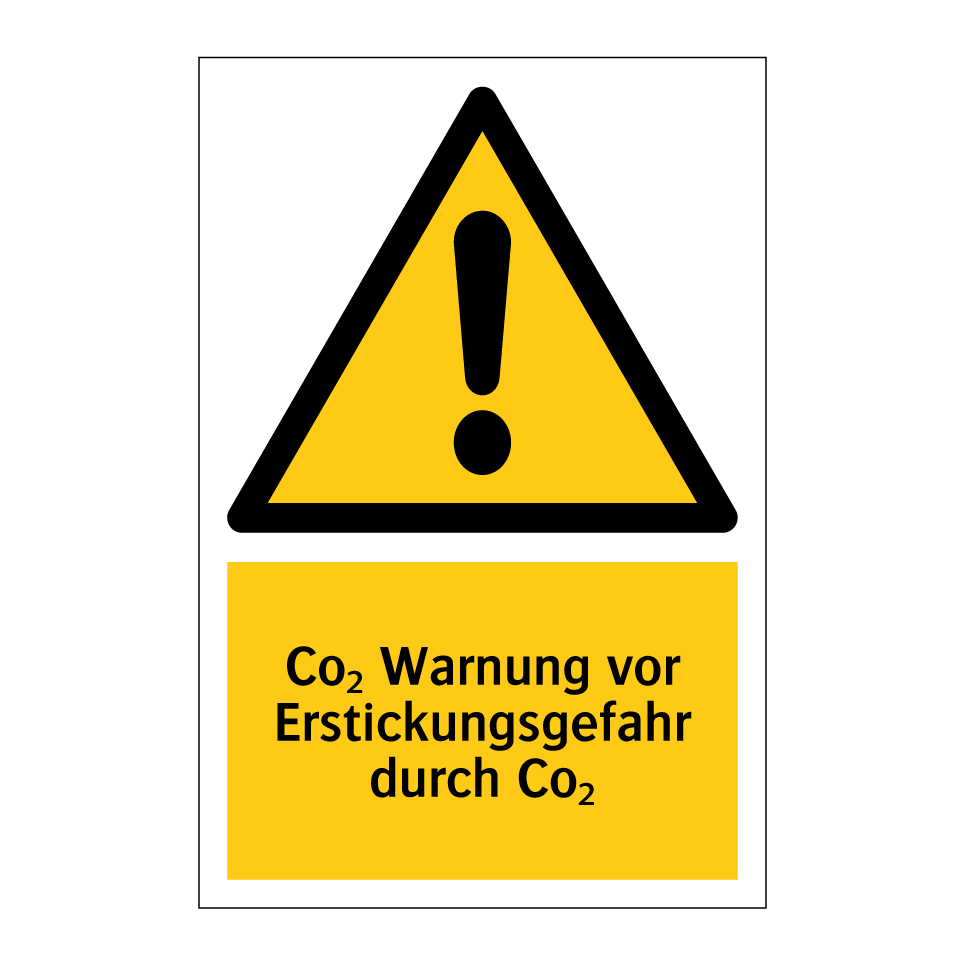 Co₂ Warnung vor Erstickungsgefahr durch Co₂