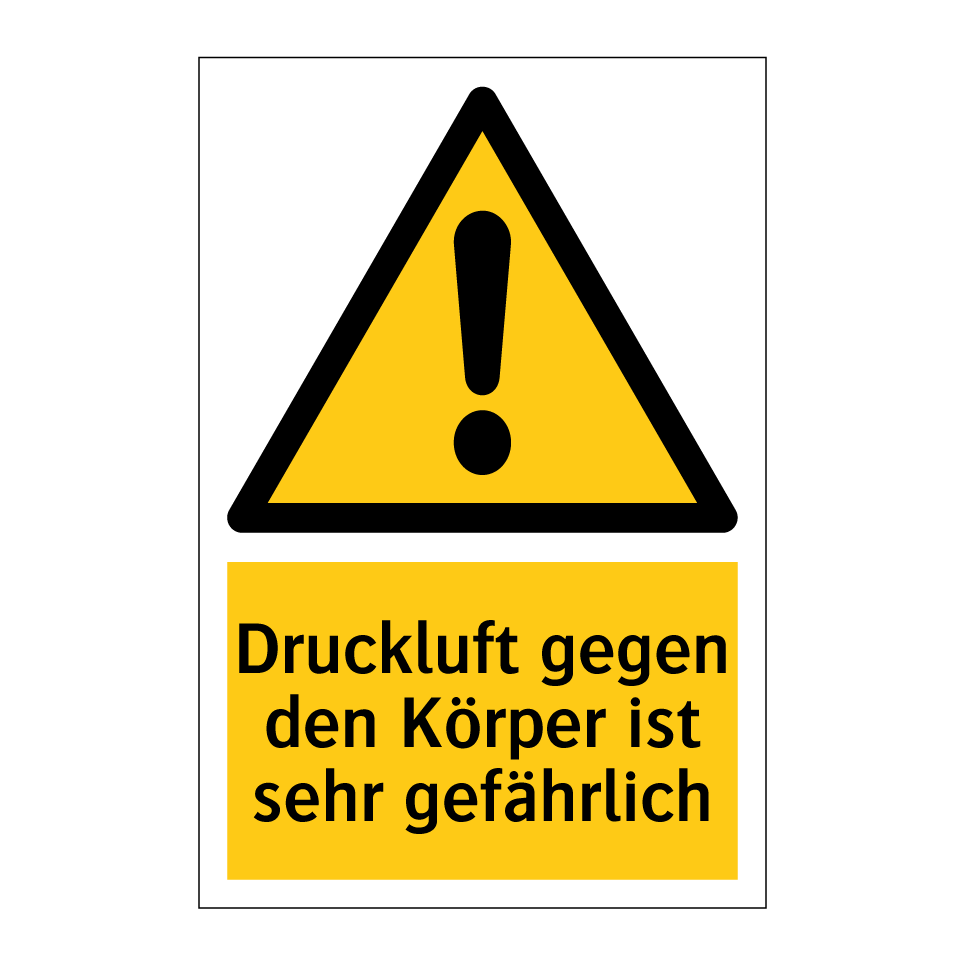 Druckluft gegen den Körper ist sehr gefährlich