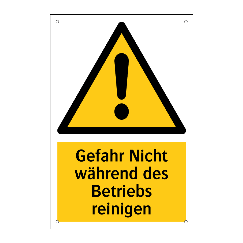 Gefahr Nicht während des Betriebs reinigen