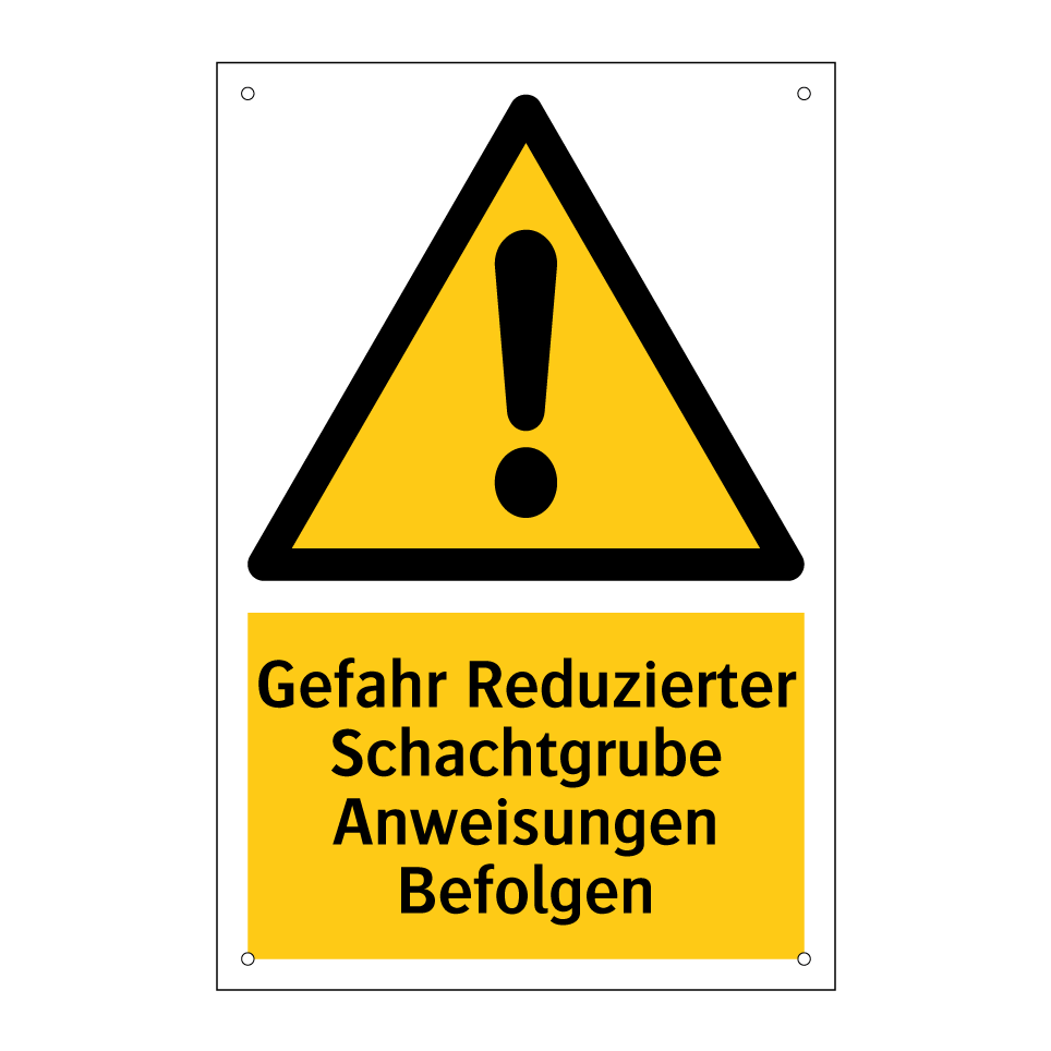 Gefahr Reduzierter Schachtgrube Anweisungen Befolgen