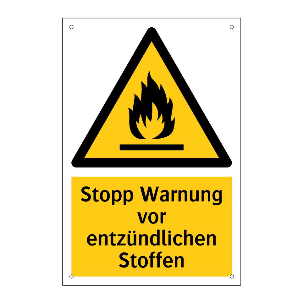 Stopp Warnung vor entzündlichen Stoffen