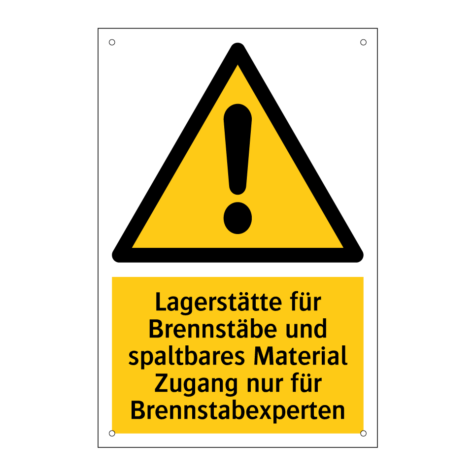 Lagerstätte für Brennstäbe und spaltbares Material Zugang nur für Brennstabexperten