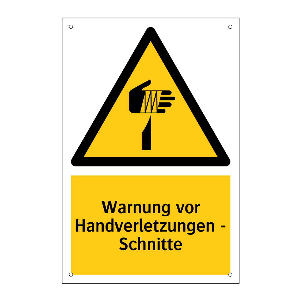 Warnung vor Handverletzungen - Schnitte