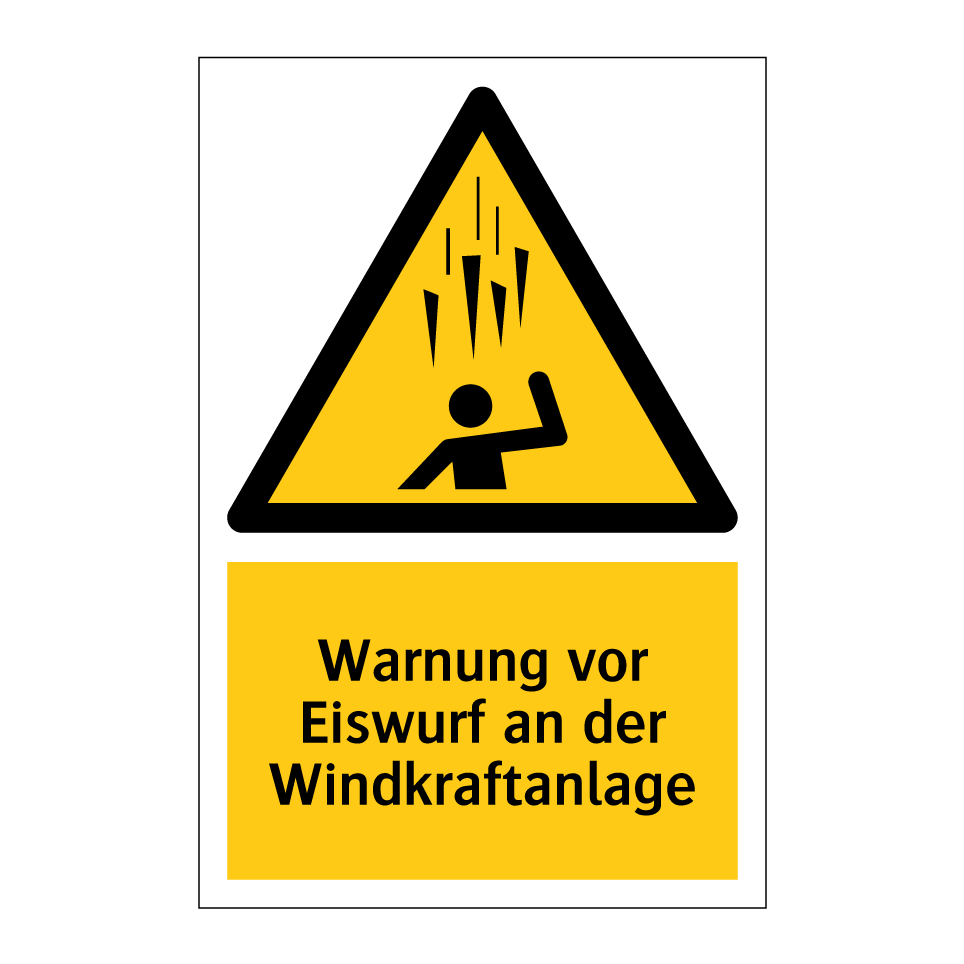 Warnung vor Eiswurf an der Windkraftanlage