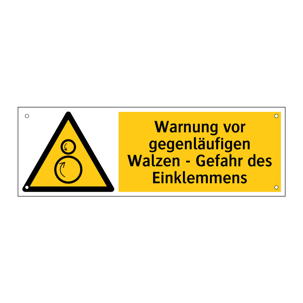 Warnung vor gegenläufigen Walzen - Gefahr des Einklemmens