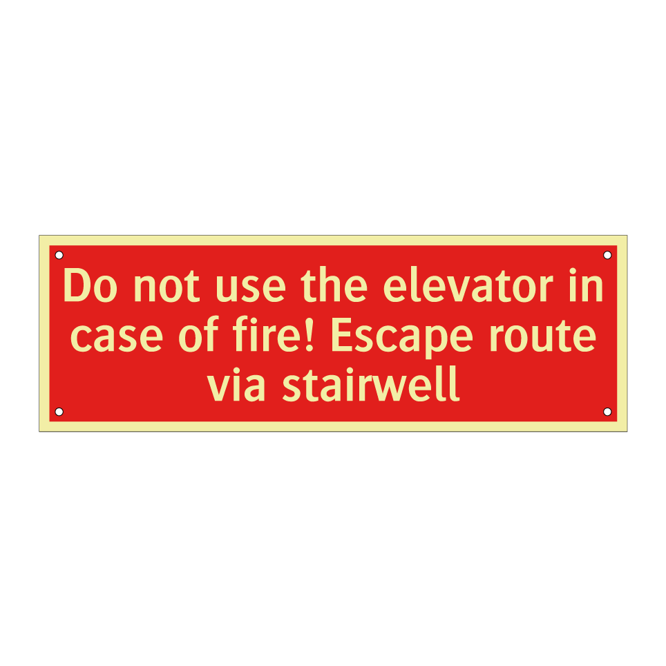 Do not use the elevator in case of fire! Escape route via stairwell