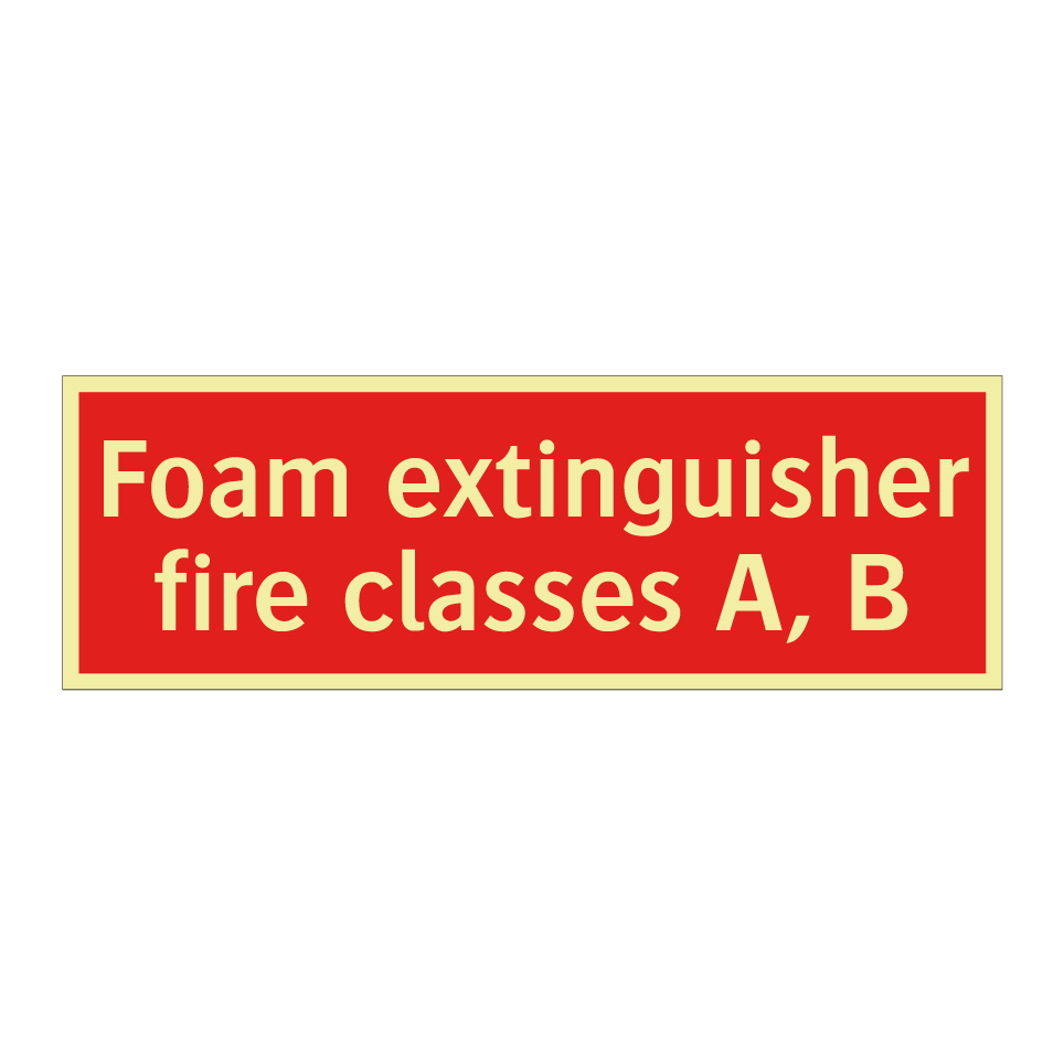 Foam extinguisher fire classes A, B