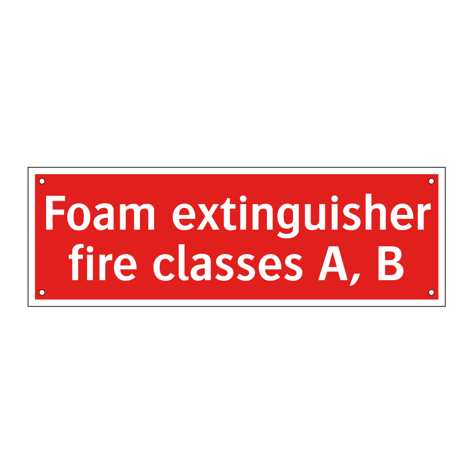 Foam extinguisher fire classes A, B