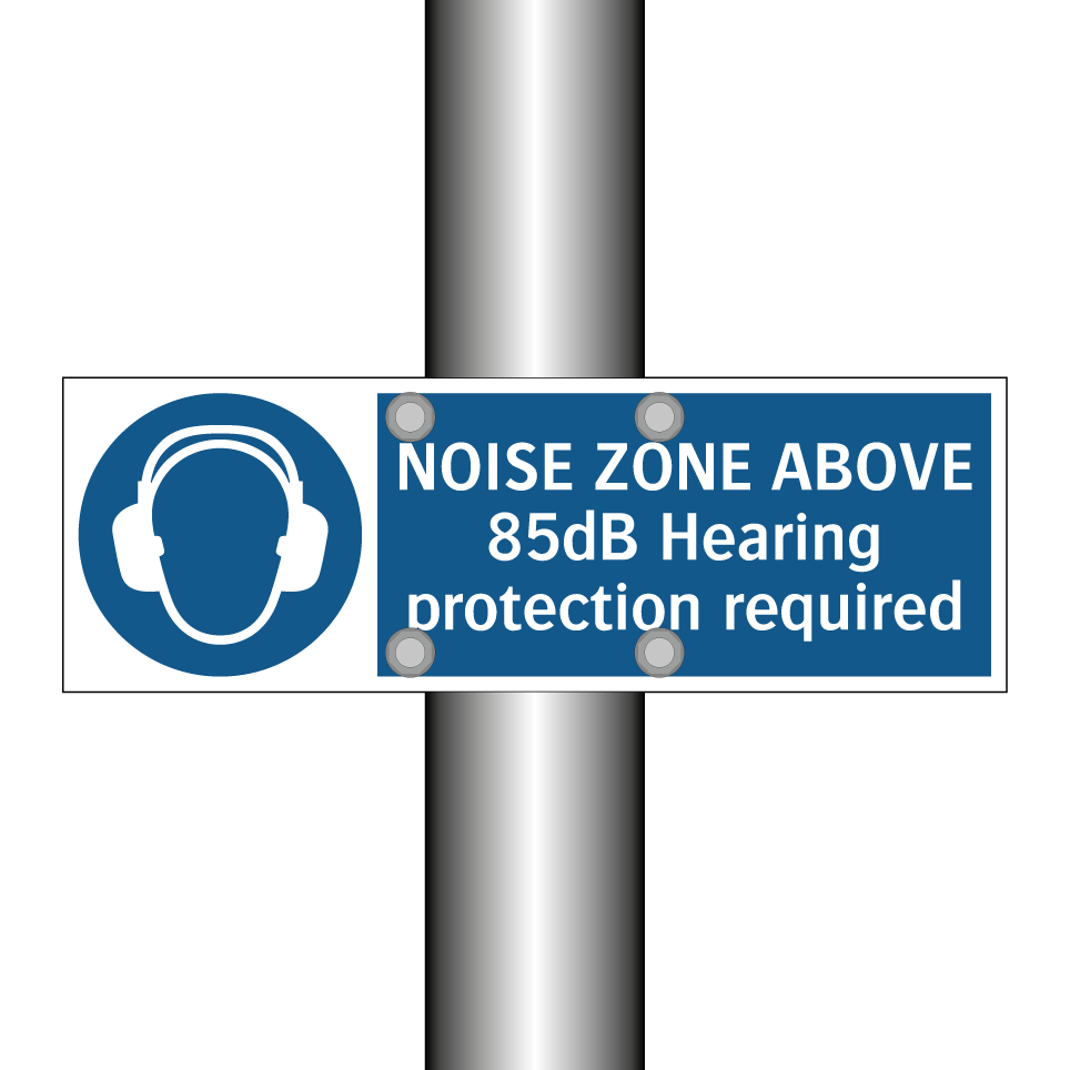 NOISE ZONE ABOVE 85dB Hearing protection required