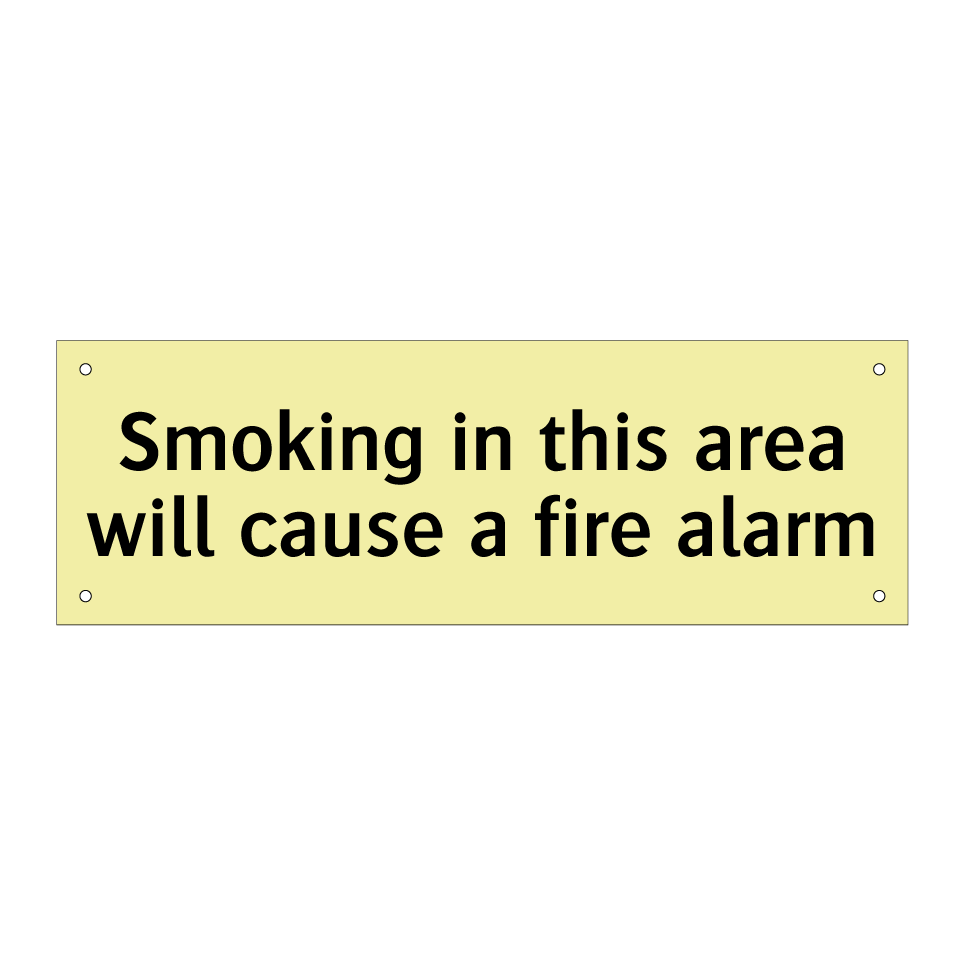 Smoking in this area will cause a fire alarm
