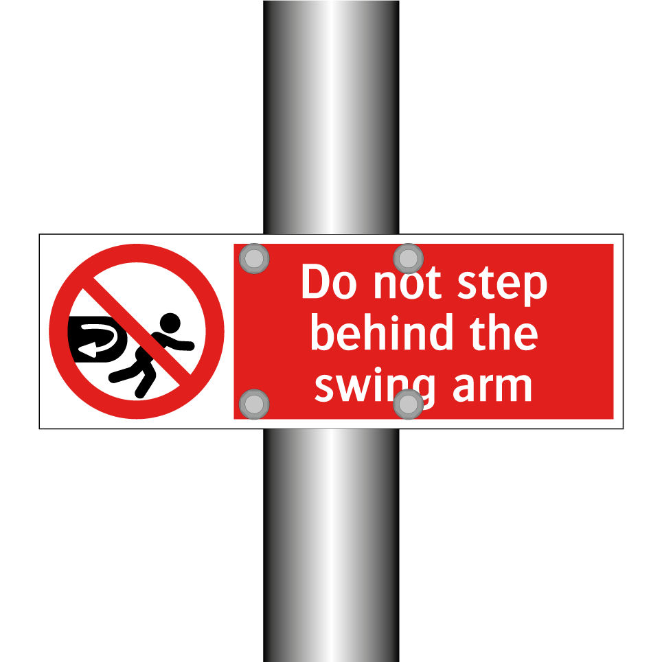 Do not step behind the swing arm