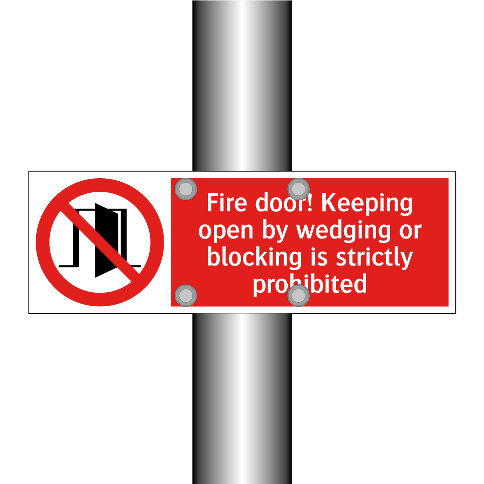 Fire door! Keeping open by wedging or blocking is strictly prohibited