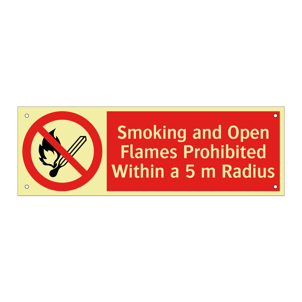 Smoking and Open Flames Prohibited Within a 5 m Radius