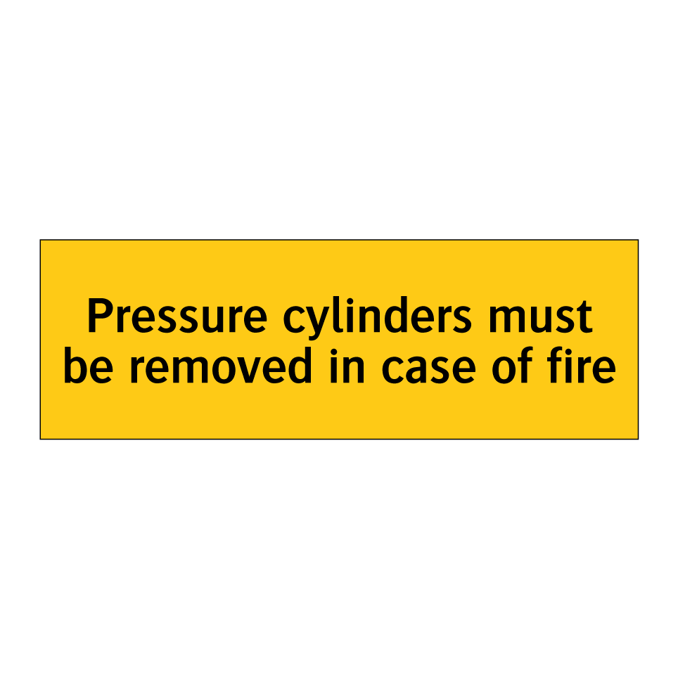 Pressure cylinders must be removed in case of fire