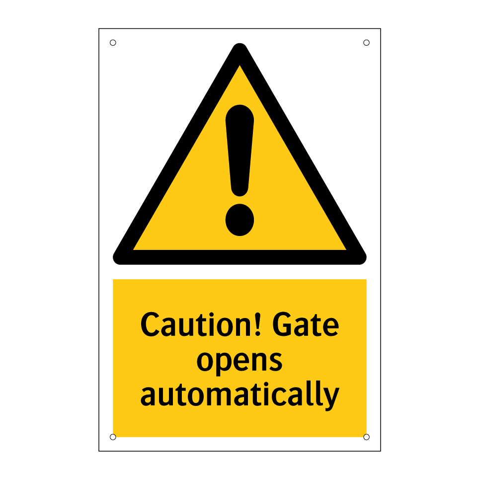 Caution! Gate opens automatically
