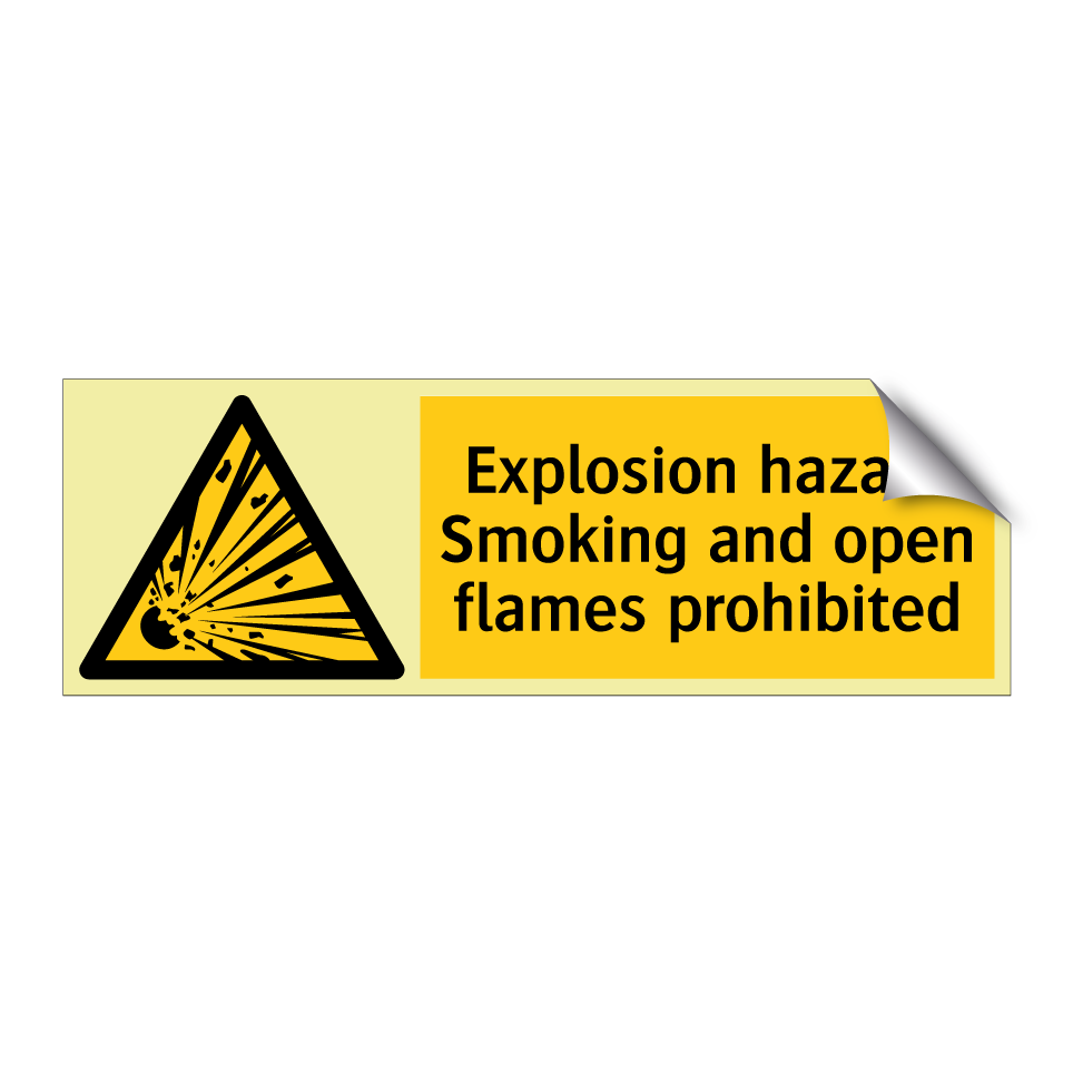 Explosion hazard Smoking and open flames prohibited