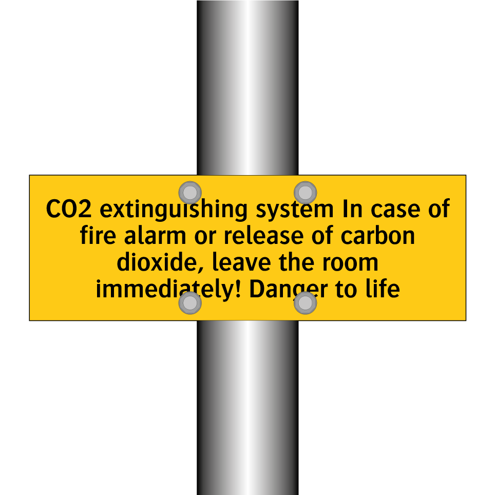 CO2 extinguishing system In case of fire alarm or release of carbon dioxide, leave the room immediately! Danger to life