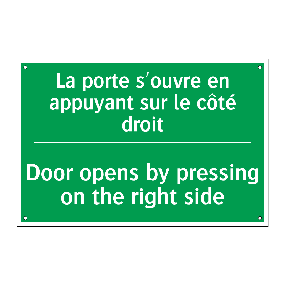 La porte s'ouvre en appuyant sur /.../ - Door opens by pressing on the /.../