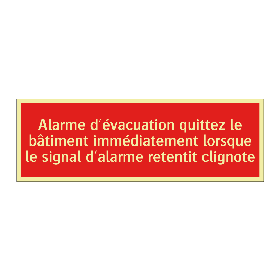 Alarme d'évacuation quittez le bâtiment immédiatement lorsque le signal d'alarme retentit clignote