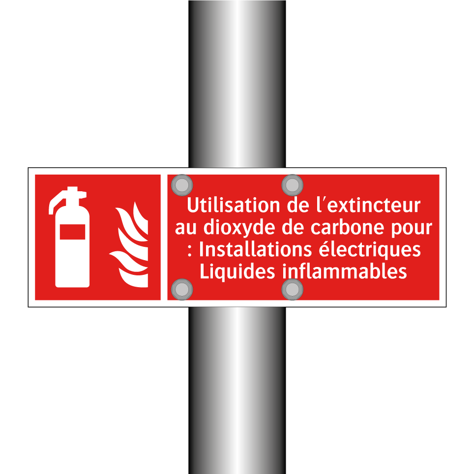 Utilisation de l'extincteur au dioxyde de carbone pour : Installations électriques Liquides inflammables