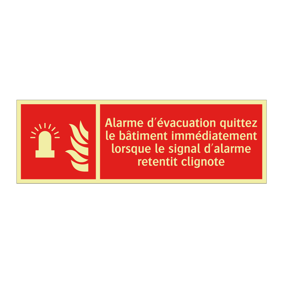 Alarme d'évacuation quittez le bâtiment immédiatement lorsque le signal d'alarme retentit clignote