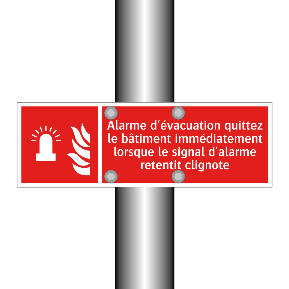 Alarme d'évacuation quittez le bâtiment immédiatement lorsque le signal d'alarme retentit clignote