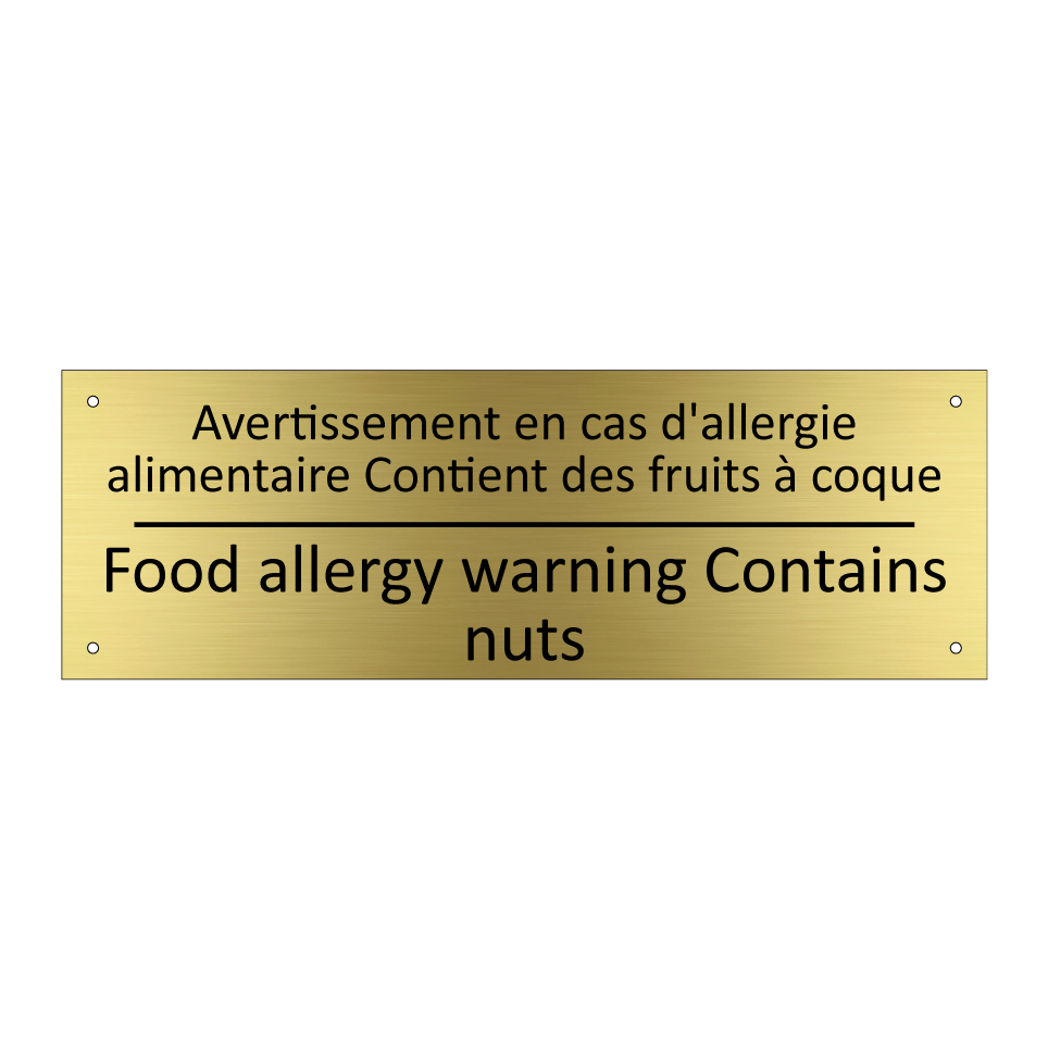 Avertissement en cas d'allergie /.../ - Food allergy warning Contains /.../
