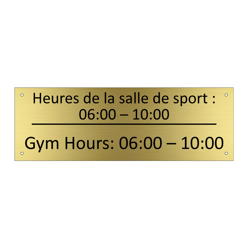 Heures de la salle de sport : /.../ - Gym Hours: 06:00 – 10:00