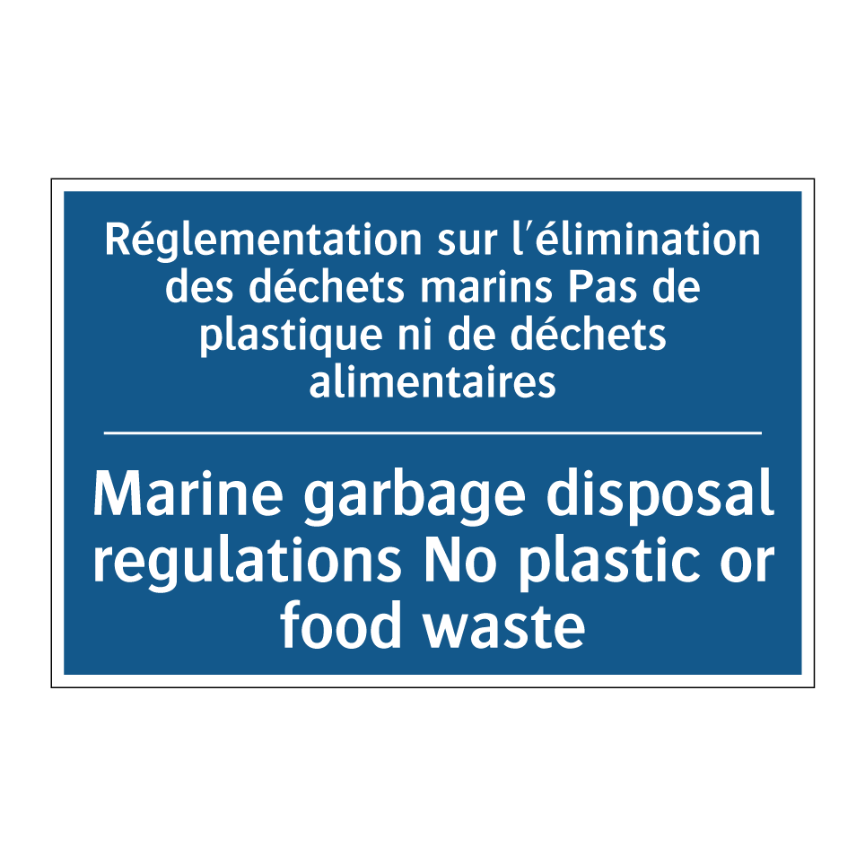 Réglementation sur l'élimination /.../ - Marine garbage disposal regulations /.../