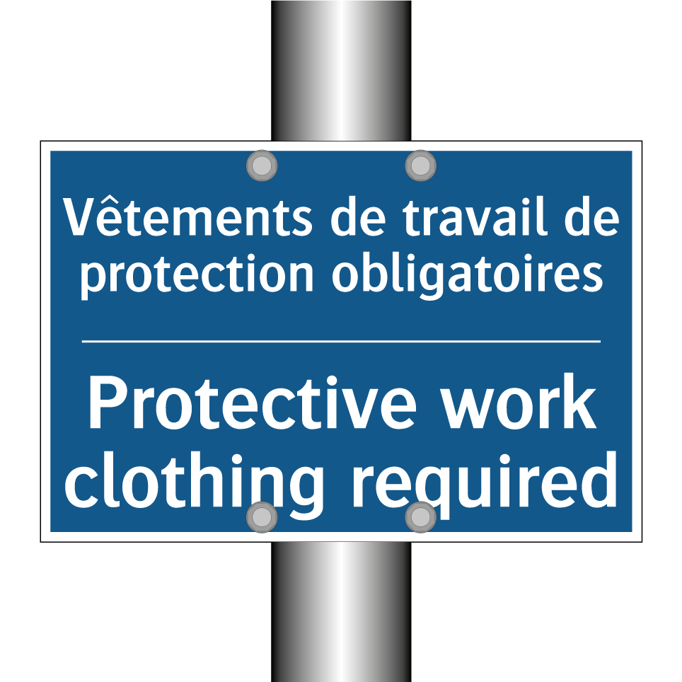 Vêtements de travail de protection /.../ - Protective work clothing required /.../