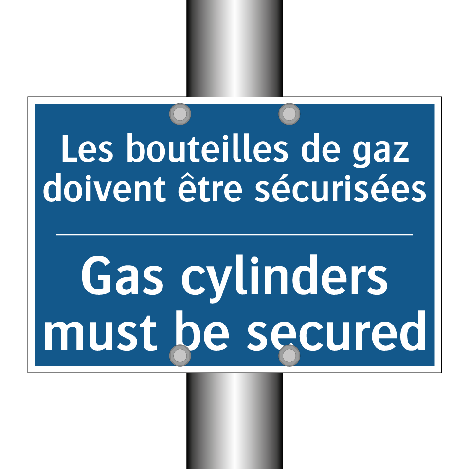 Les bouteilles de gaz doivent /.../ - Gas cylinders must be secured
