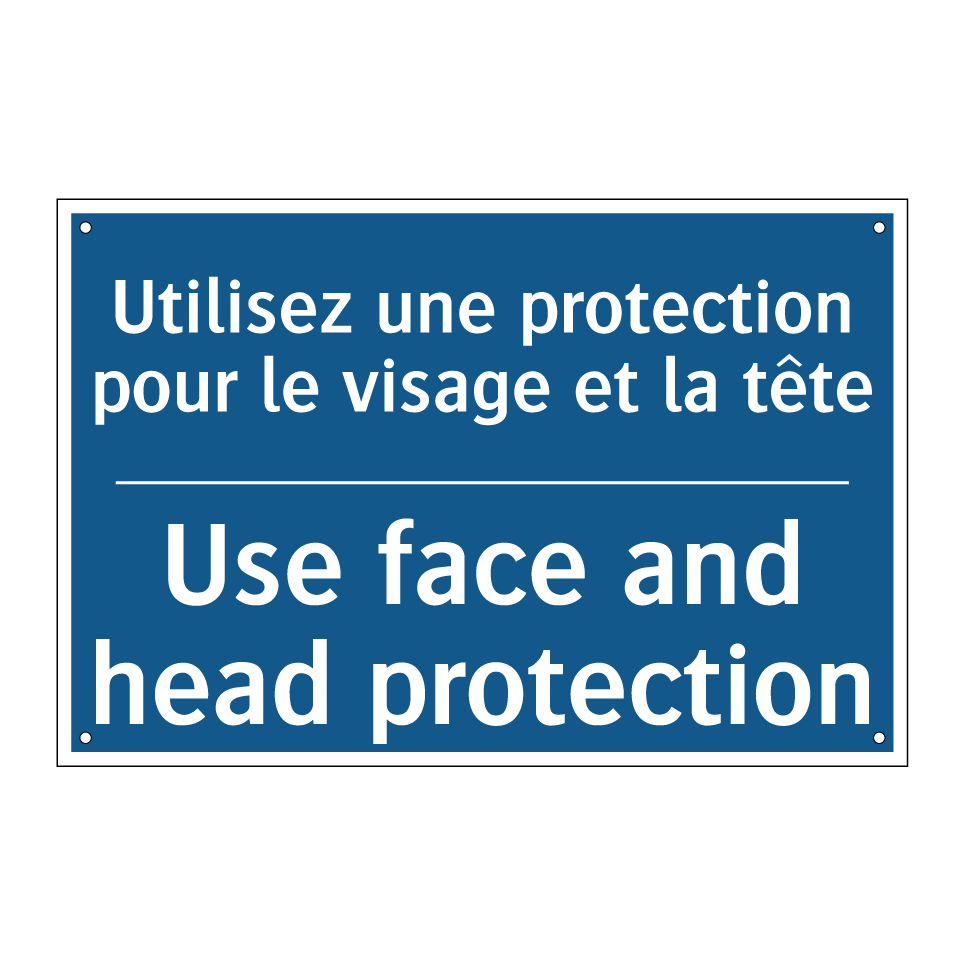 Utilisez une protection pour le /.../ - Use face and head protection