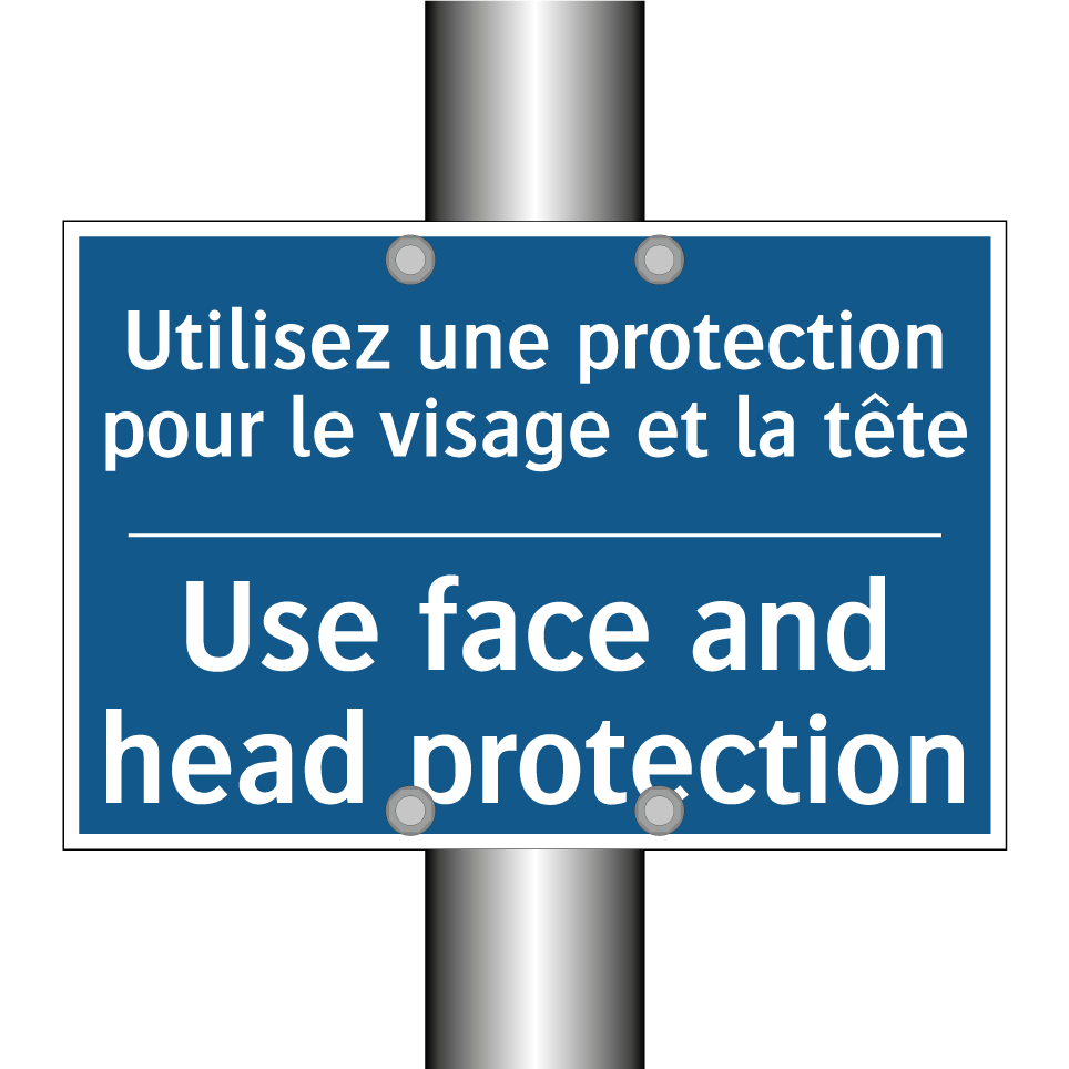 Utilisez une protection pour le /.../ - Use face and head protection