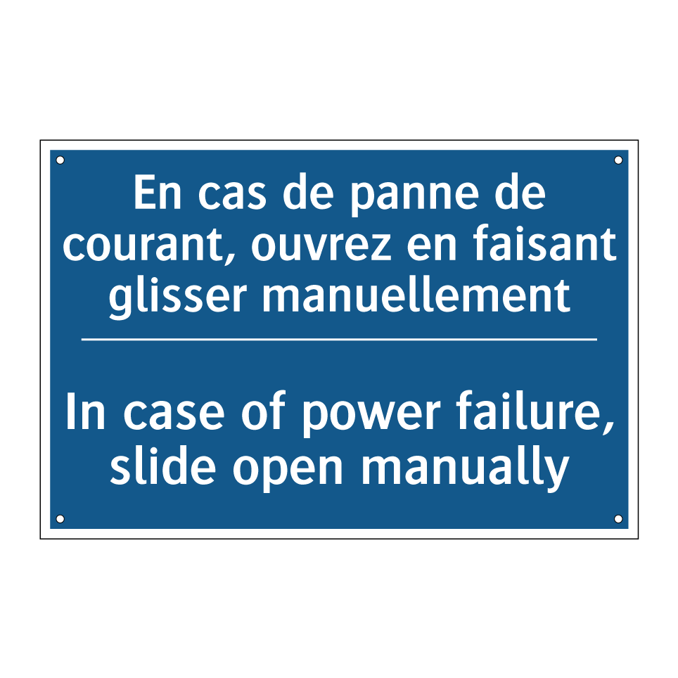 En cas de panne de courant, ouvrez /.../ - In case of power failure, slide /.../