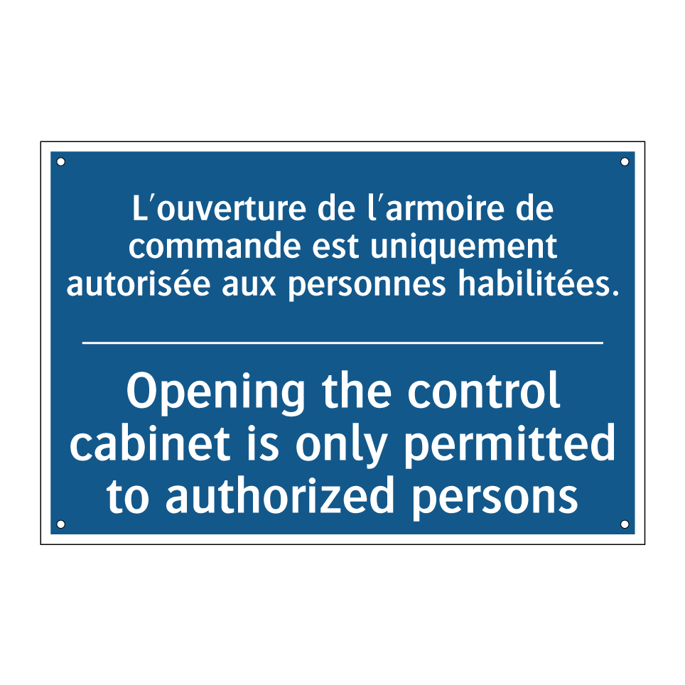 L'ouverture de l'armoire de commande /.../ - Opening the control cabinet is /.../