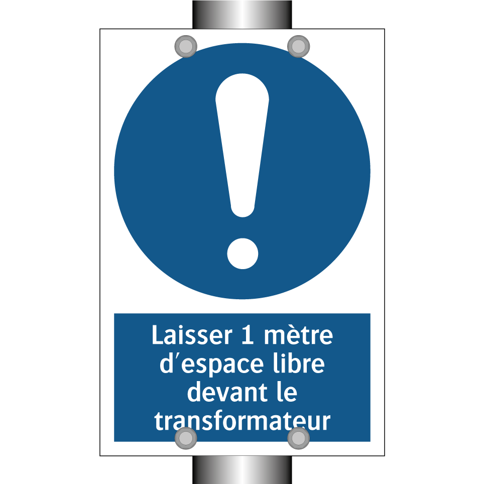 Laisser 1 mètre d'espace libre devant le transformateur