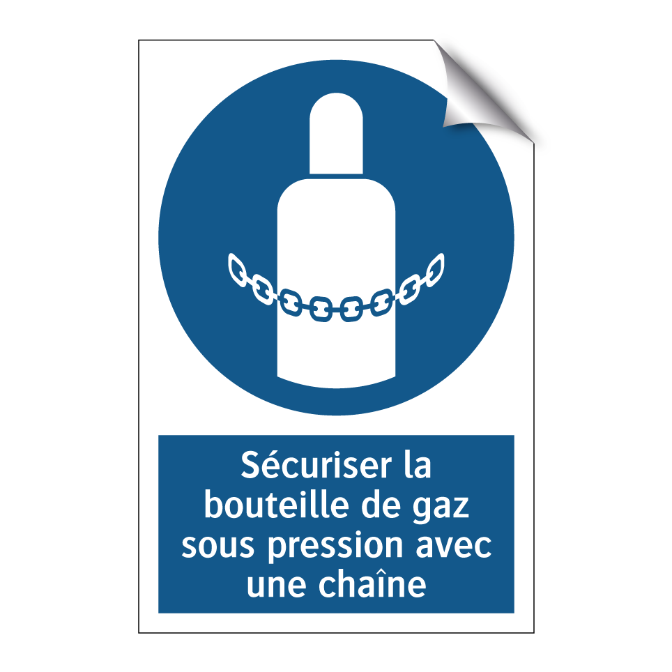 Sécuriser la bouteille de gaz sous pression avec une chaîne