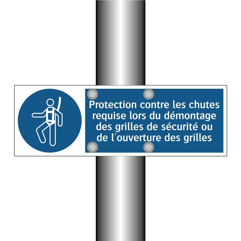 Protection contre les chutes requise lors du démontage des grilles de sécurité ou de l'ouverture des grilles