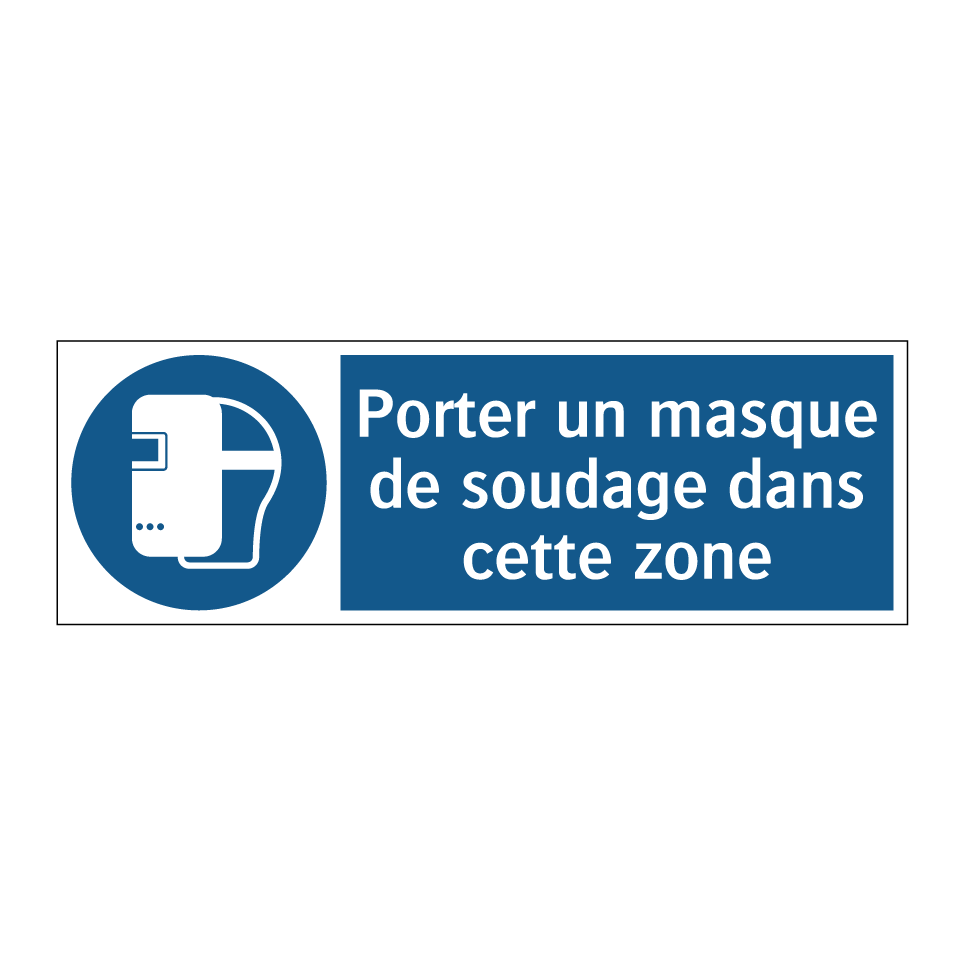Porter un masque de soudage dans cette zone