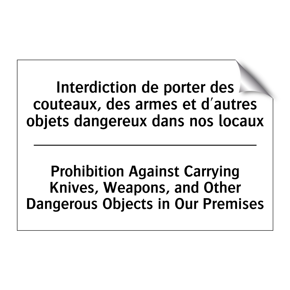 Interdiction de porter des couteaux, /.../ - Prohibition Against Carrying Knives, /.../