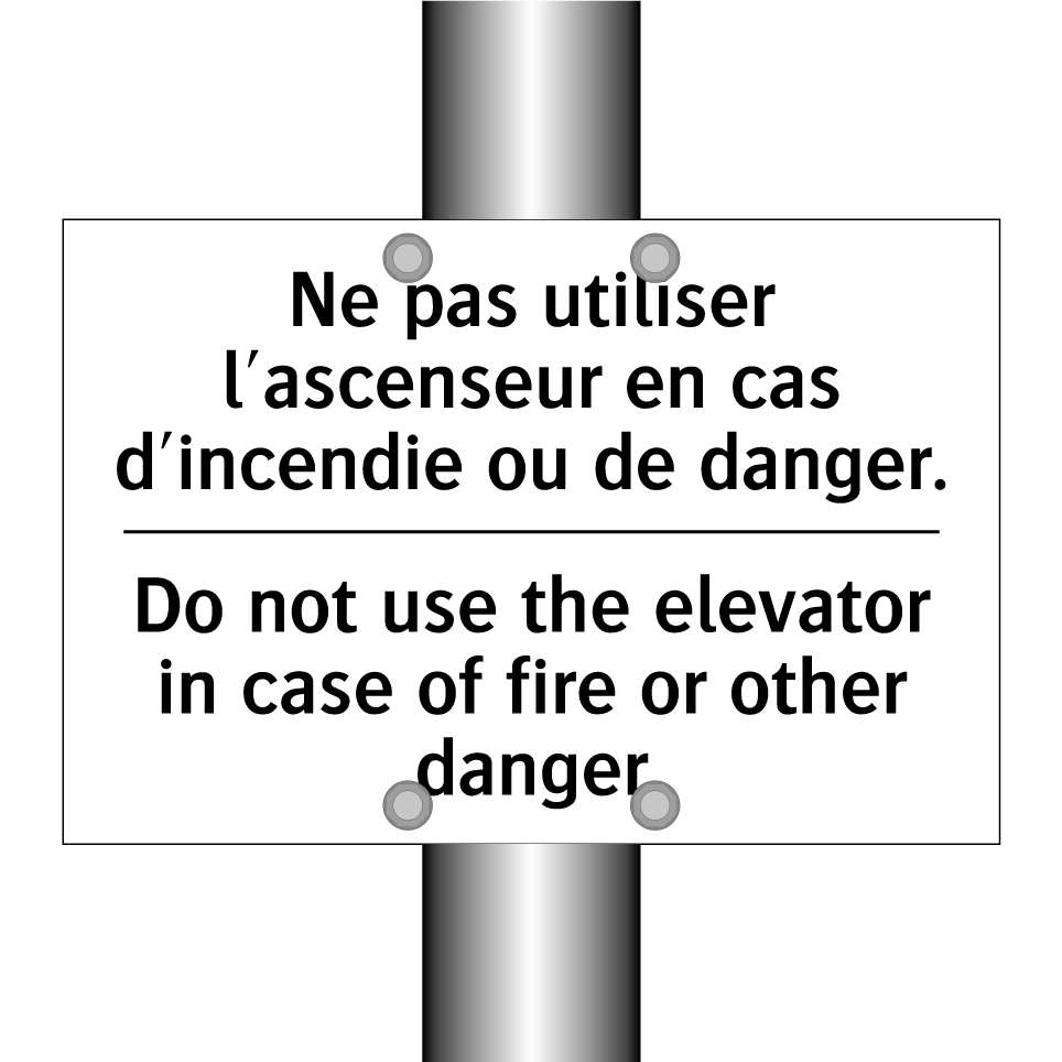 Ne pas utiliser l'ascenseur en /.../ - Do not use the elevator in case /.../