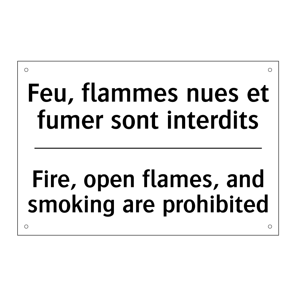 Feu, flammes nues et fumer sont /.../ - Fire, open flames, and smoking /.../